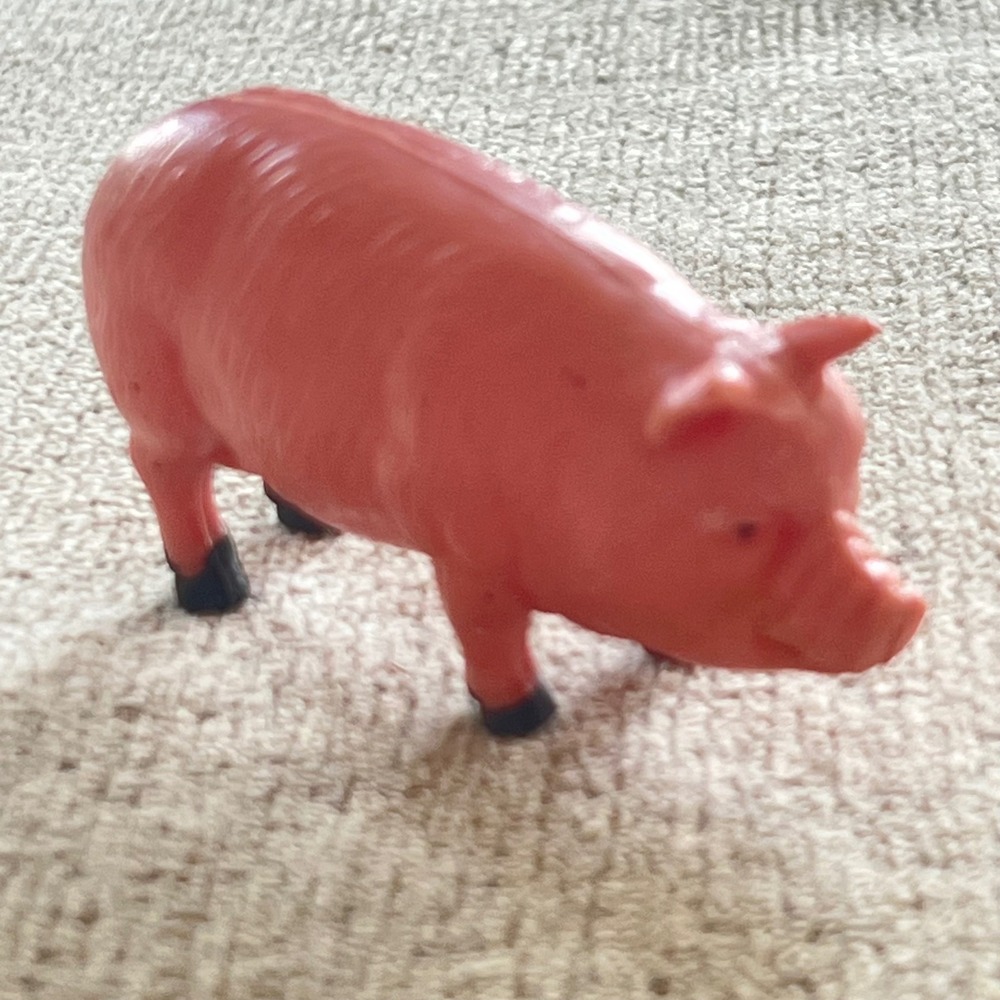 Vintage Nylint Pink Plastic Pig Figurine Farm Animal Toy Black Hooves